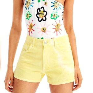 Desigual Yellow Jean Shorts Size Extra Small